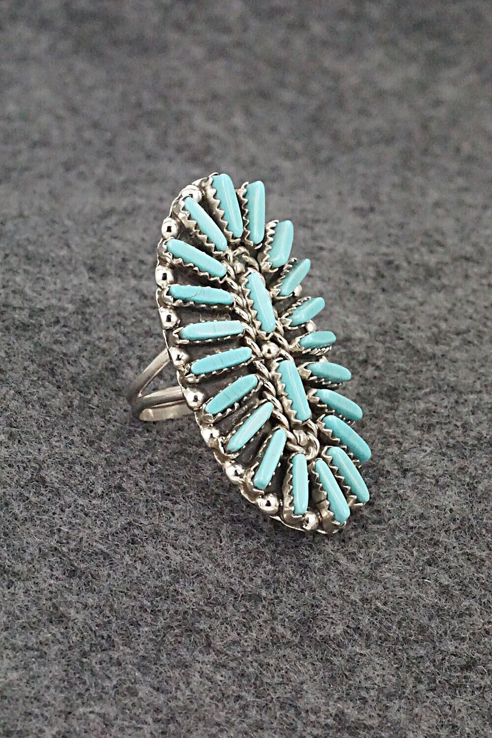 Turquoise & Sterling Silver Ring - Charlie John - Size 8