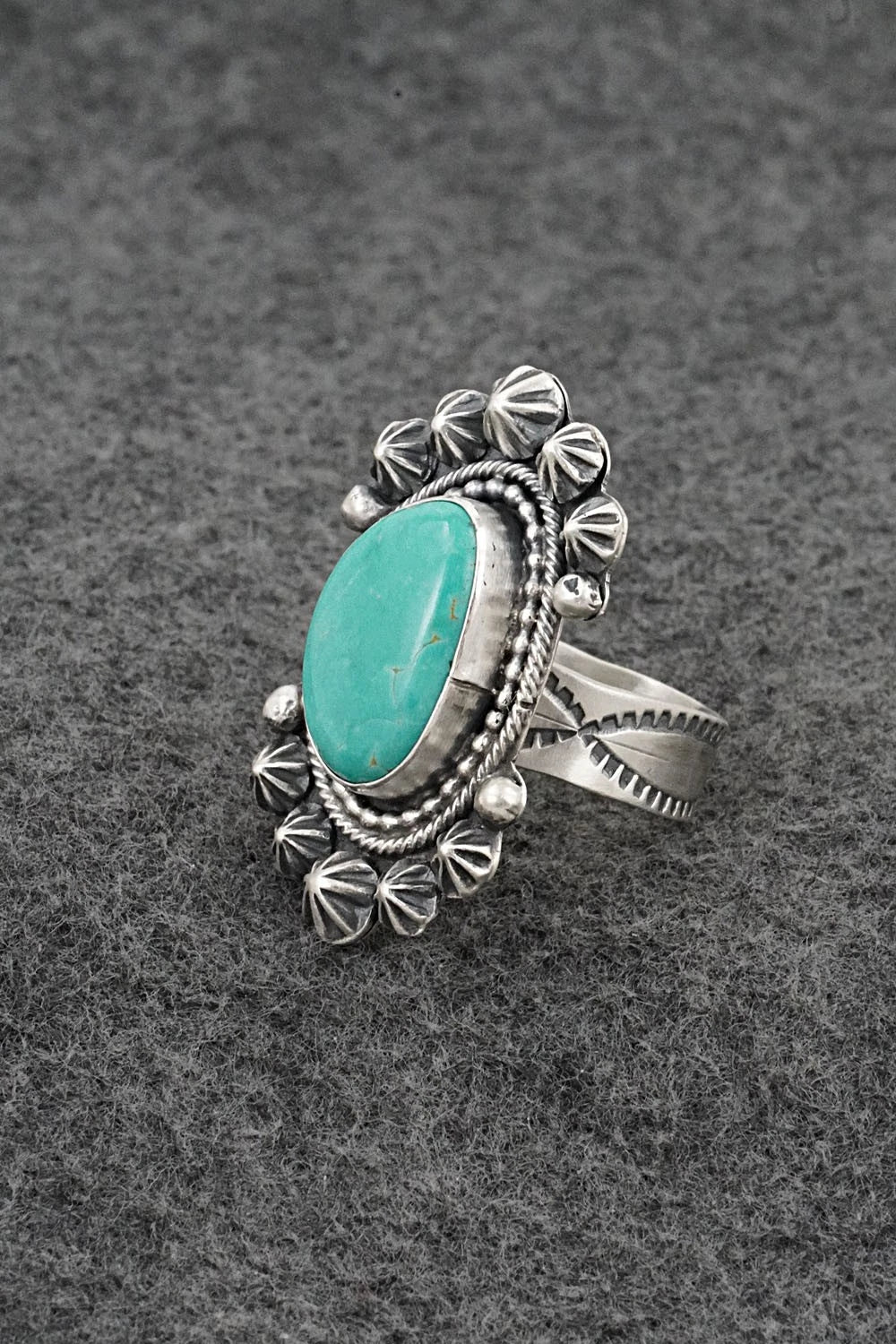 Turquoise & Sterling Silver Ring - Cordell Platero - Size Adjustable