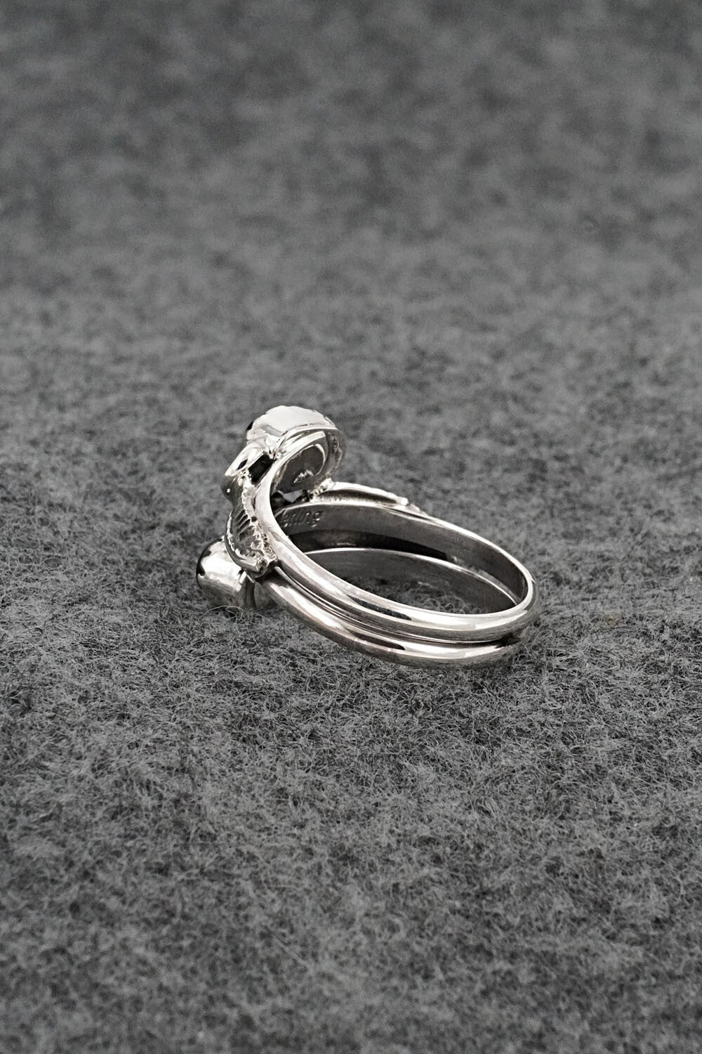 Onyx & Sterling Silver Ring - Harry B. Yazzie - Size 6.5