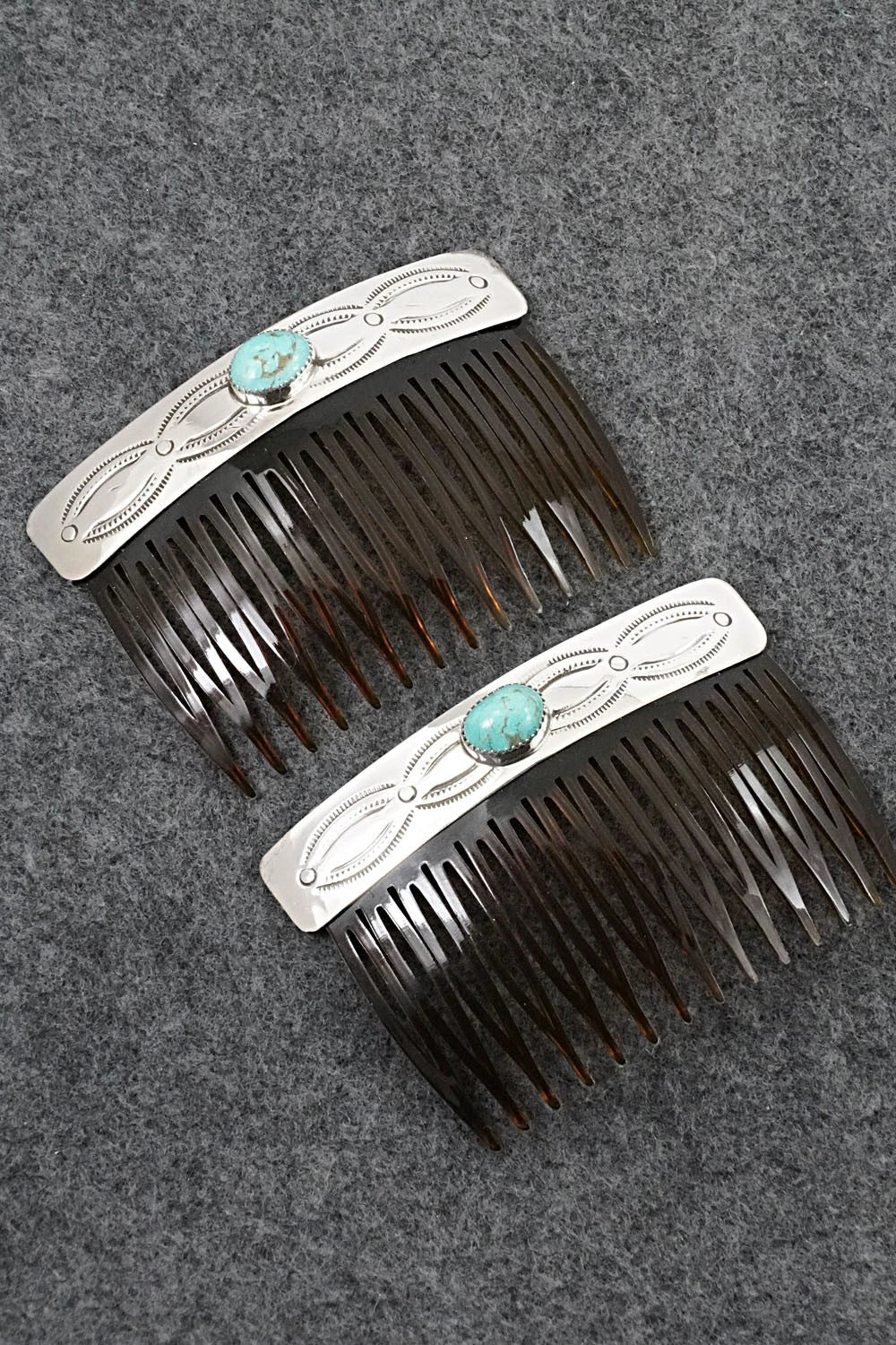 Turquoise & Sterling Silver Hair Combs - Jolene Begay