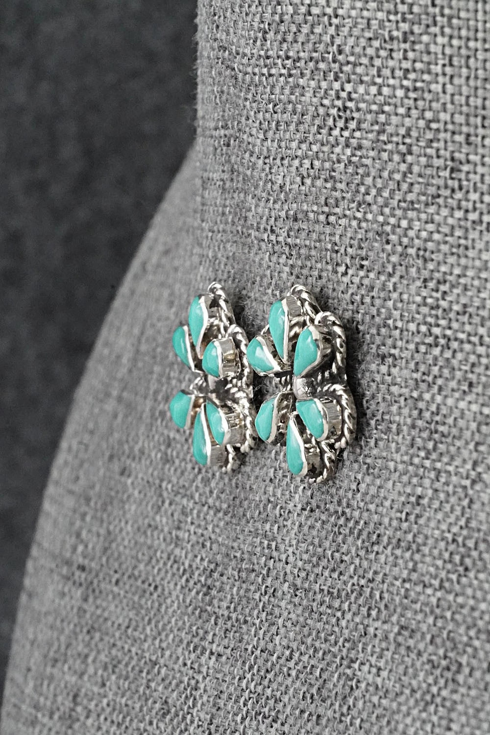 Turquoise & Sterling Silver Earrings - Carol Lateyice
