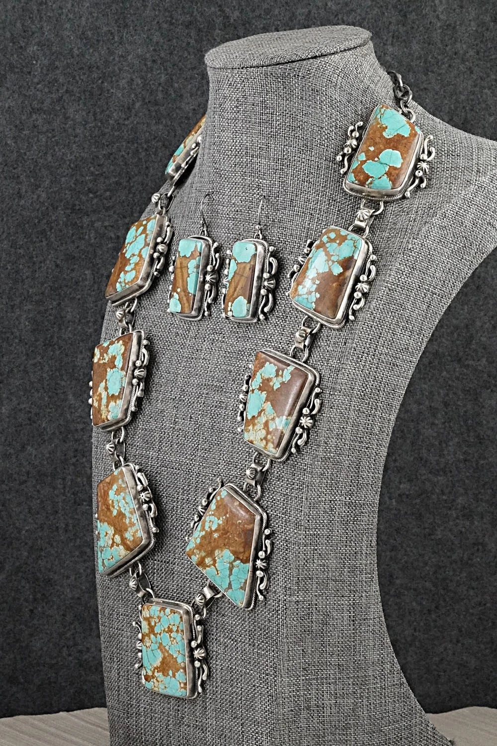 Turquoise & Sterling Silver Necklace and Earrings Set - Kathleen Livingston
