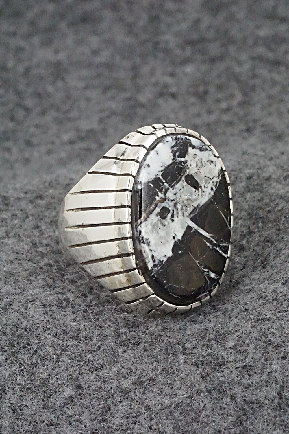 White Buffalo & Sterling Silver Ring - Trevor Jack - Size 9.75