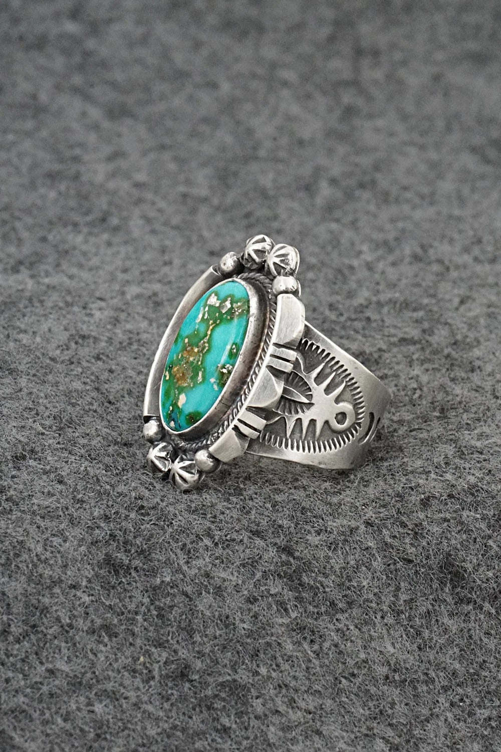 Turquoise & Sterling Silver Ring - Samuel Yellowhair - Size 7.5