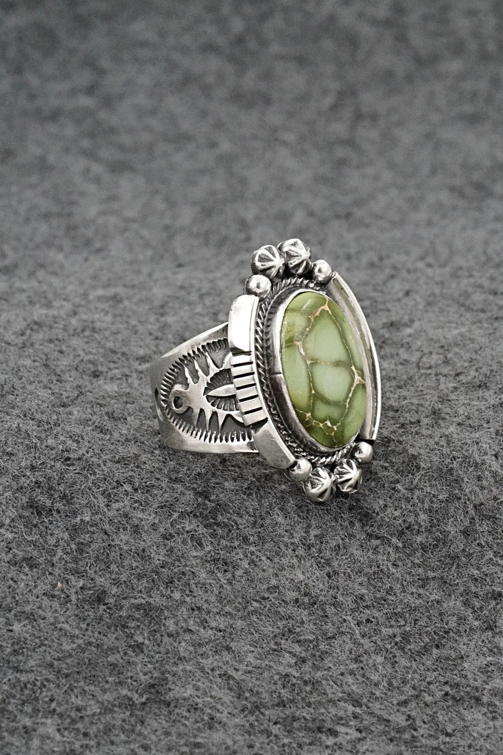 Turquoise & Sterling Silver Ring - Samuel Yellowhair - Size 7.5