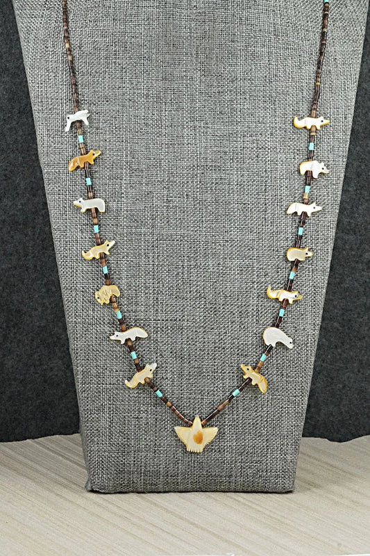 Multi-Stone Fetish Carving & Sterling Silver Necklace - Hector Goodluck