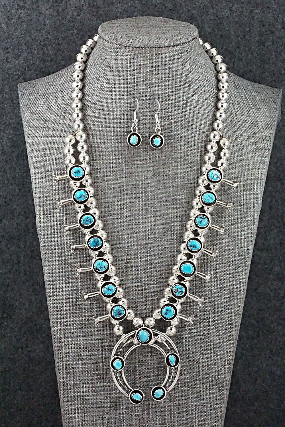 Turquoise & Sterling Silver Squash Blossom Set - Phil Garcia