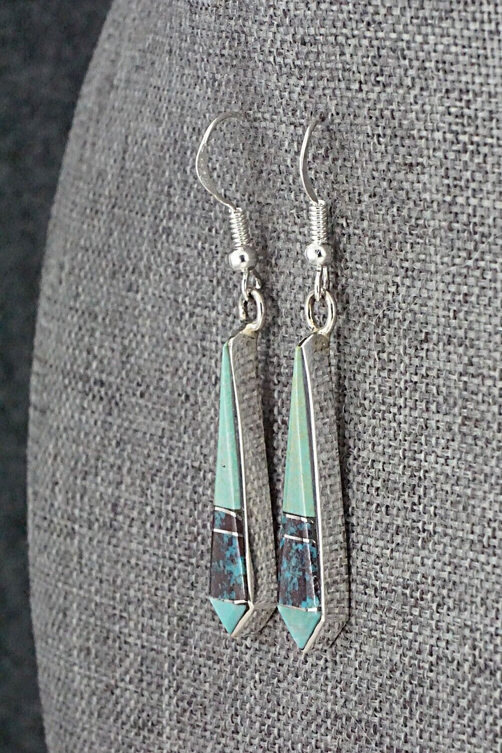 Turquoise & Sterling Silver Inlay Earrings - Marilyn Yazzie