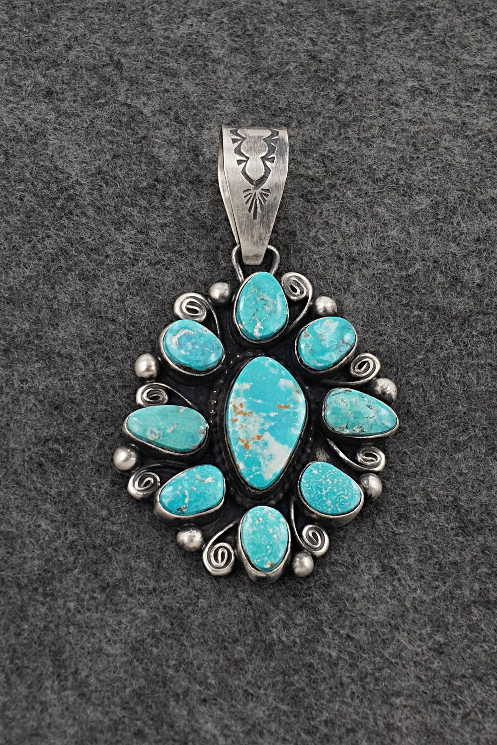 Turquoise & Sterling Silver Pendant - Travis Jim
