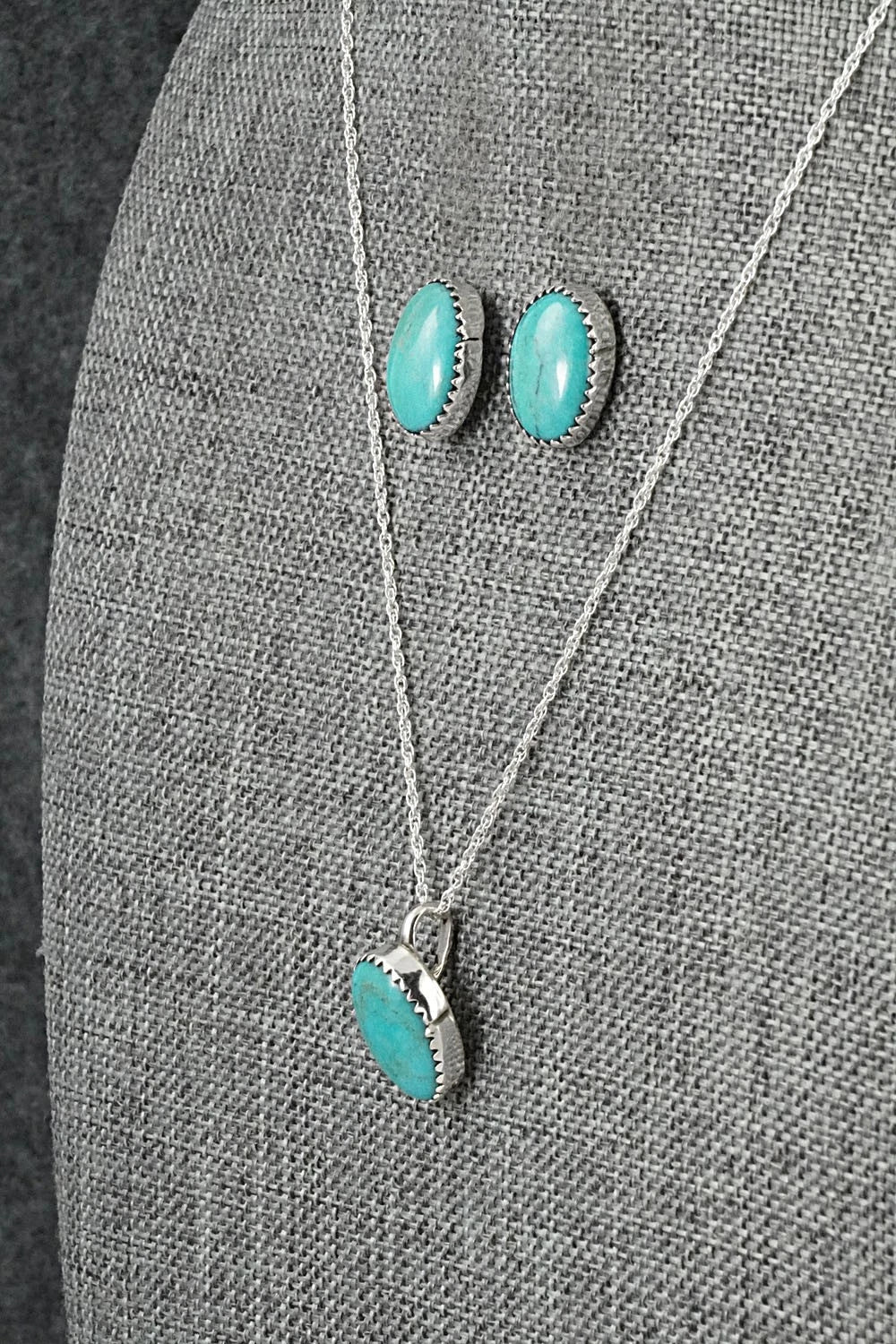 Turquoise & Sterling Silver Necklace Set - Murray Hannaweeka
