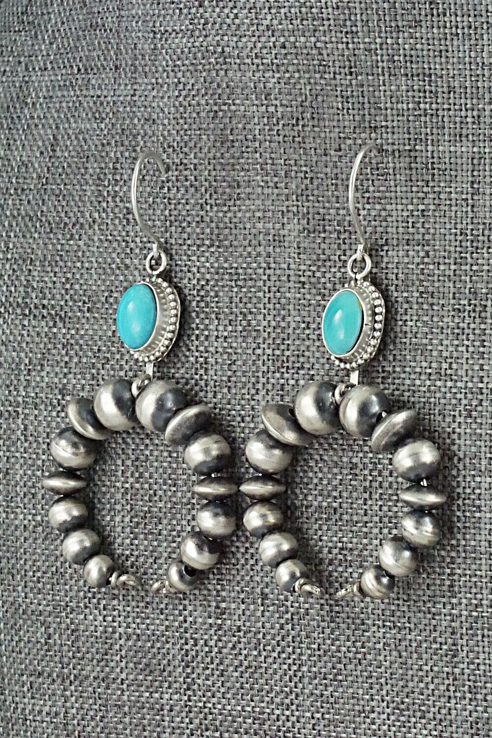 Turquoise & Sterling Silver Navajo Pearl Earrings - Grace Kenneth