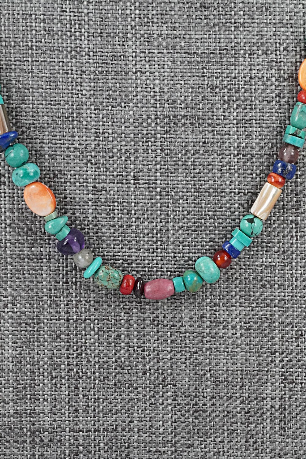 Multi-Stone & Sterling Silver Necklace 18" - Helen Tsosie