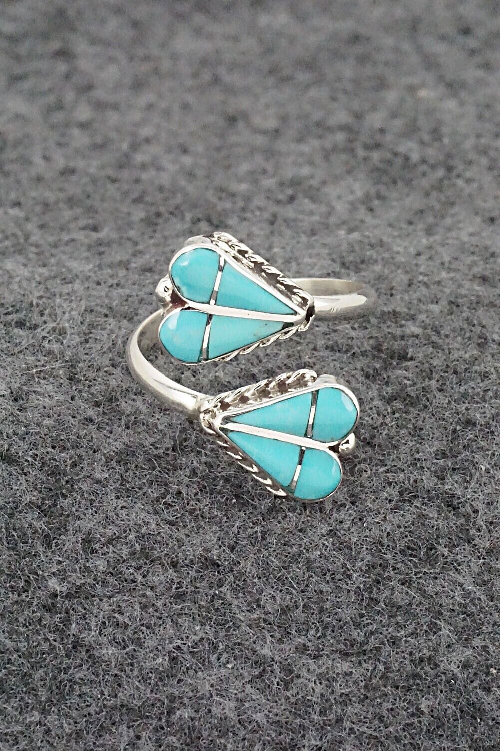 Turquoise & Sterling Silver Ring - Velda Nastacio - Size 8.5 Adj.