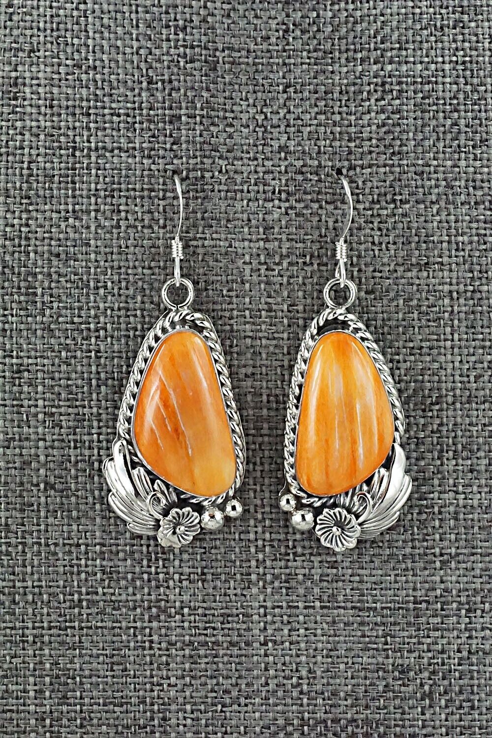 Spiny Oyster & Sterling Silver Earrings - Fannie Platero