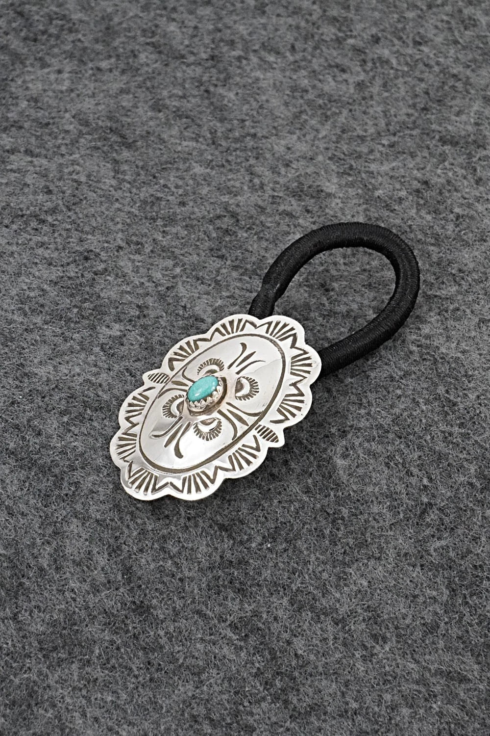 Turquoise & Sterling Silver Hair Tie - Bertha Begay