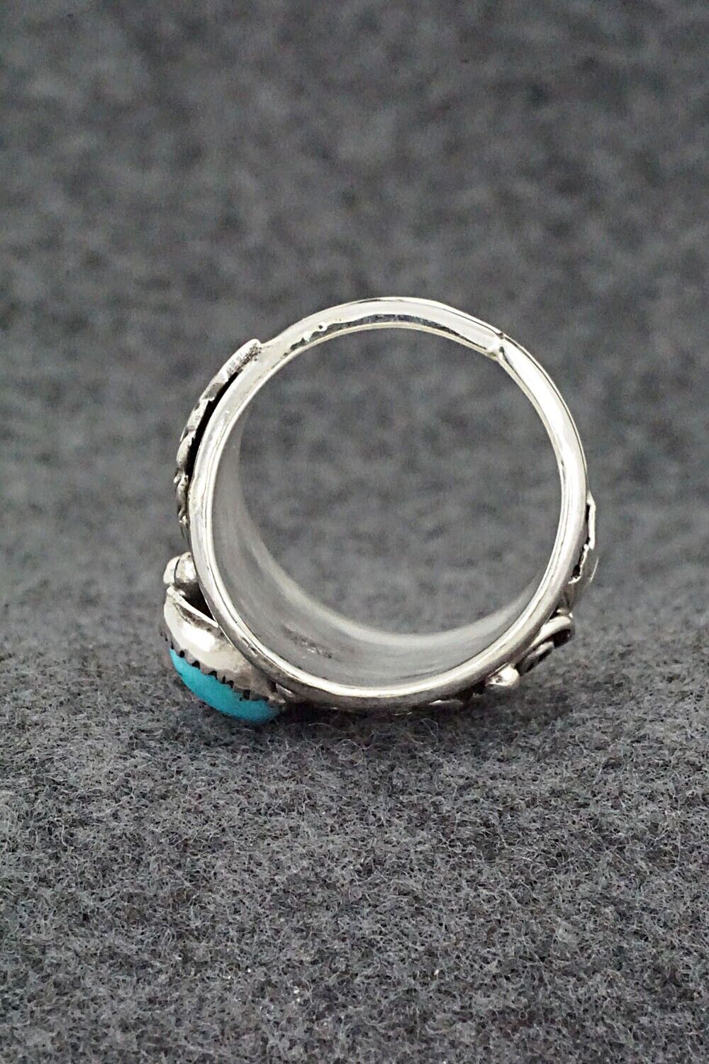 Turquoise, Coral & Sterling Silver Ring - Jeannette Saunders - Size 11.5