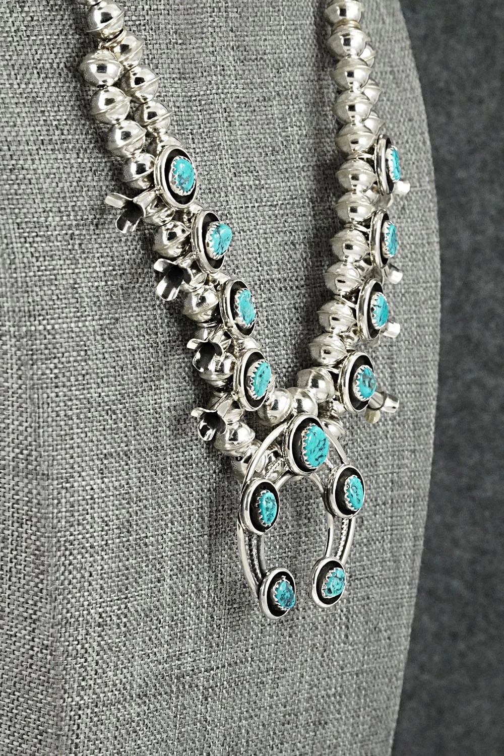 Turquoise & Sterling Silver Squash Blossom Set - Phil Garcia