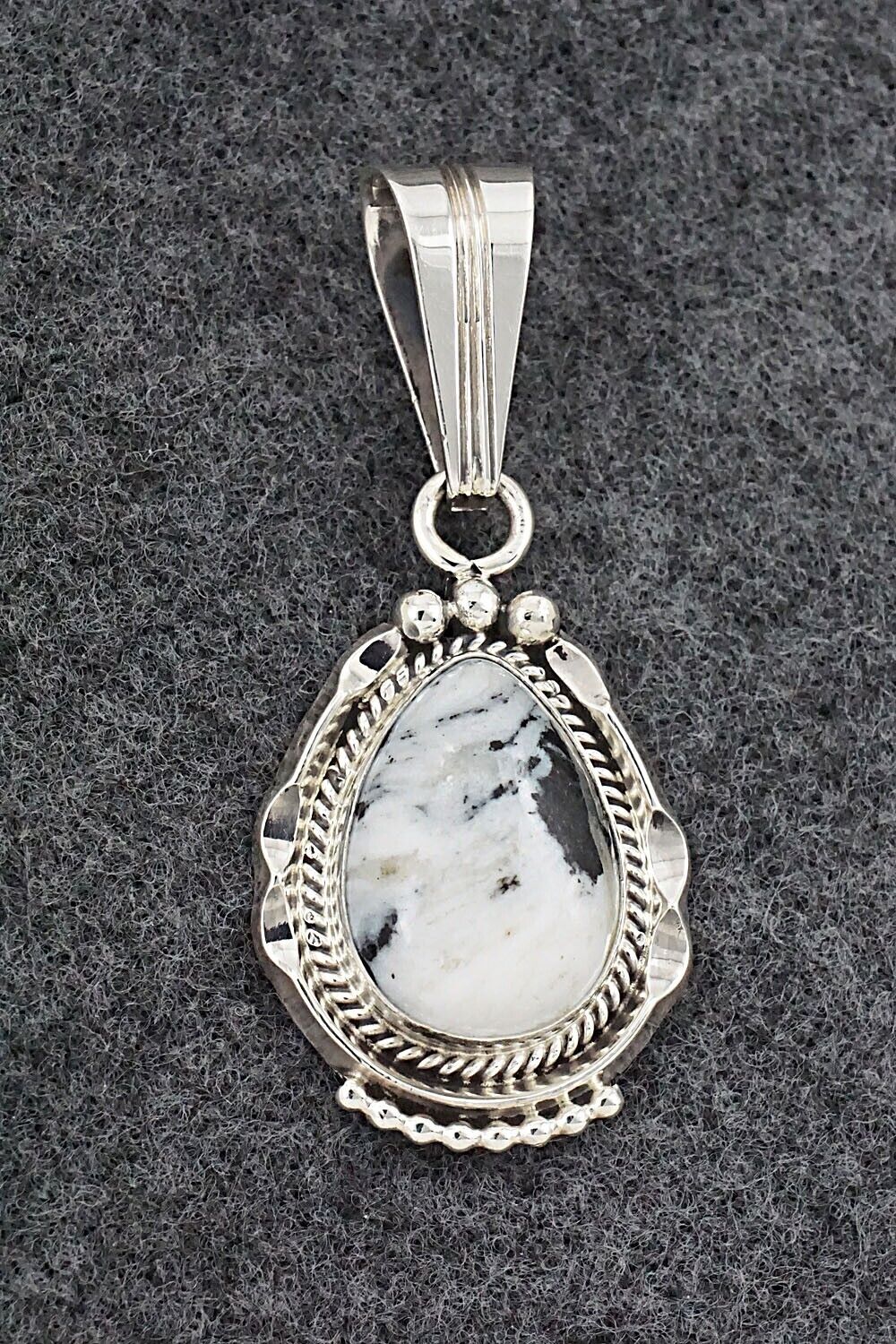 White Buffalo & Sterling Silver Pendant - Samuel Yellowhair