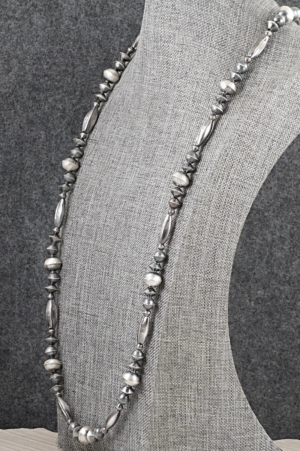 Sterling Silver Navajo Pearl Necklace 28" - Vintage