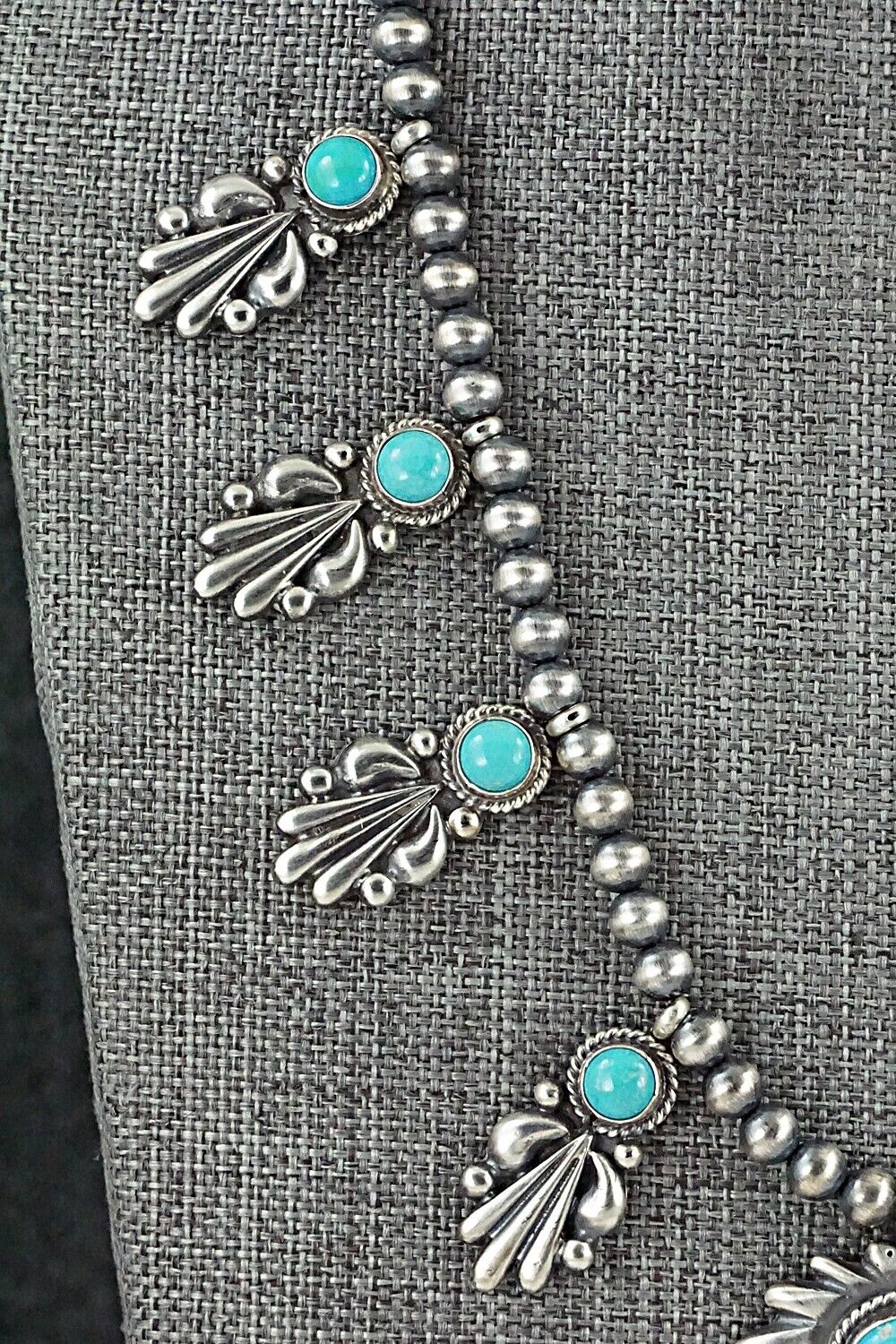 Turquoise & Sterling Silver Squash Blossom Necklace - Bobby Platero