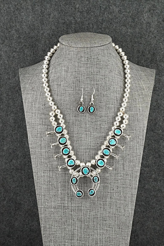 Turquoise & Sterling Silver Squash Blossom Set - Phil Garcia