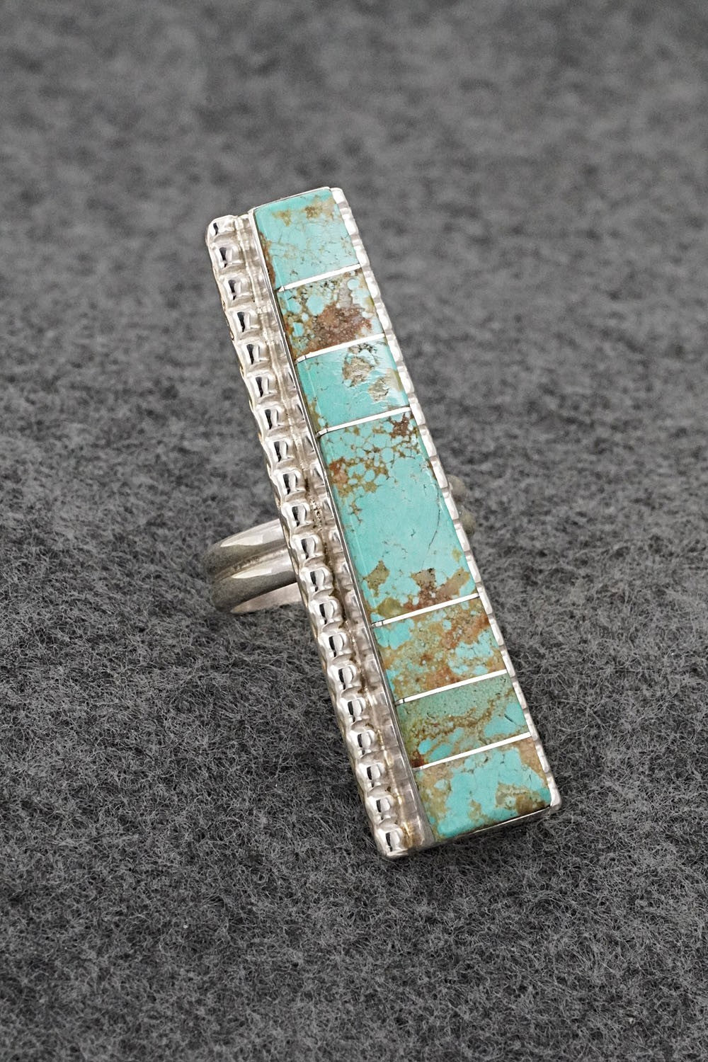 Turquoise & Sterling Silver Ring - Wilbert Grey - Size 9