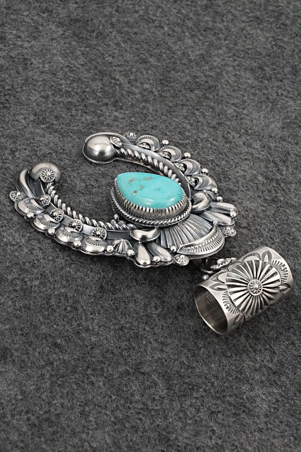 Turquoise & Sterling Silver Naja Pendant - Delbert Gordon