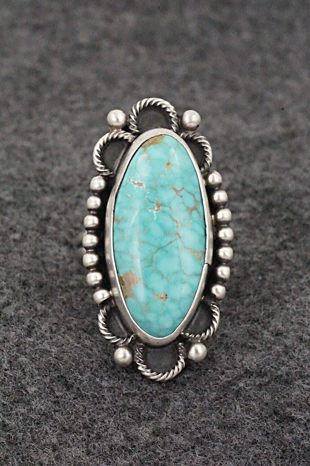 Turquoise & Sterling Silver Ring - Jameson Garcia - Size 8 Adj.