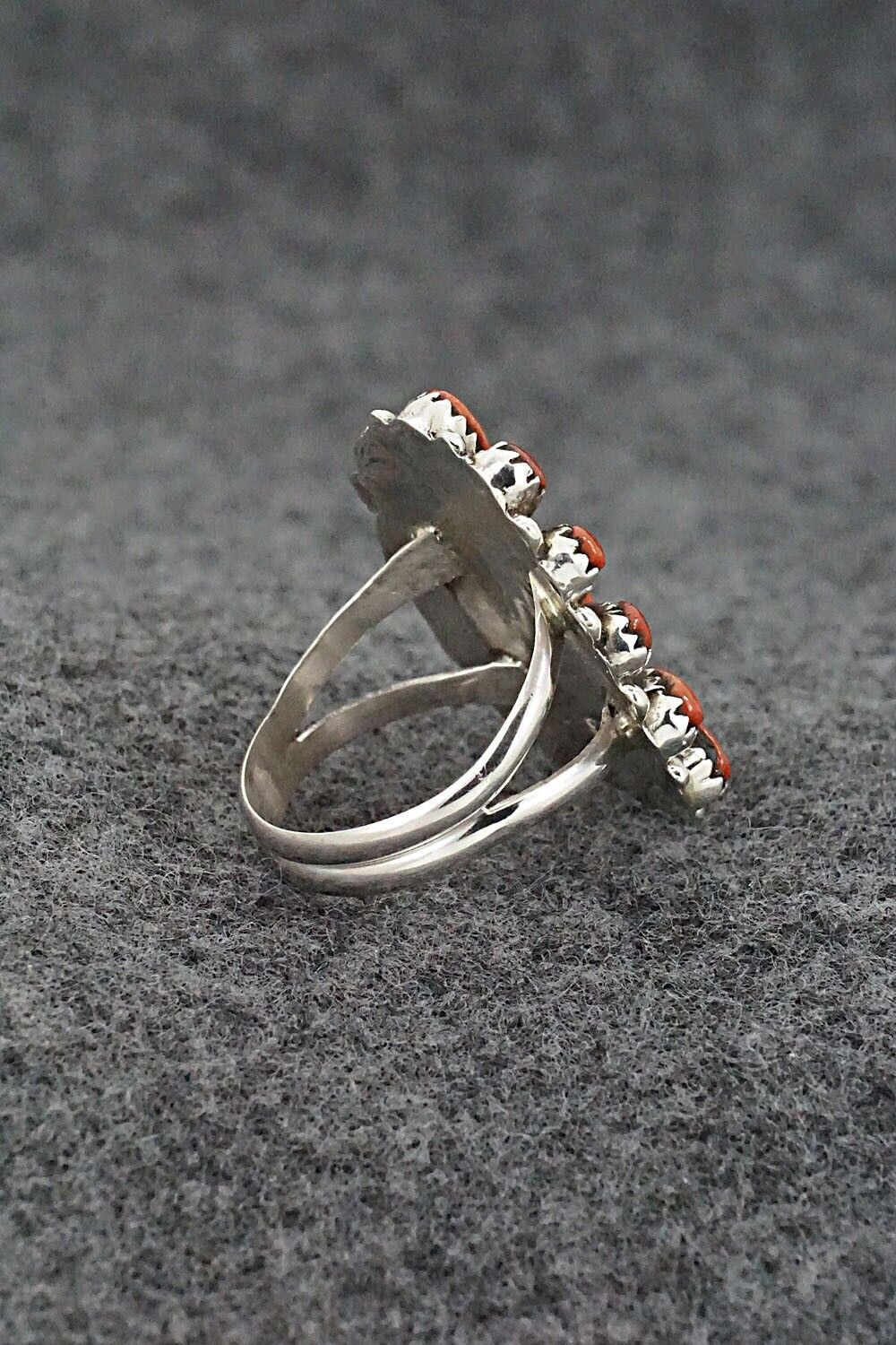 Coral & Sterling Silver Ring - George Gasper - Size 7