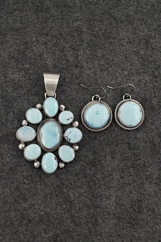 Turquoise & Sterling Silver Pendant and Earrings Set - Bobby Johnson