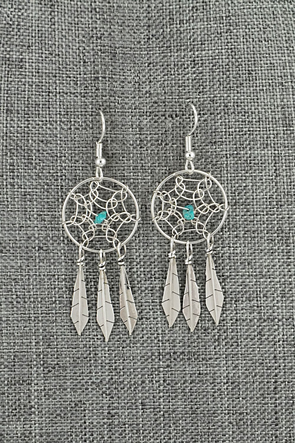 Turquoise & Sterling Silver Earrings - Lorenzo Arviso Jr.