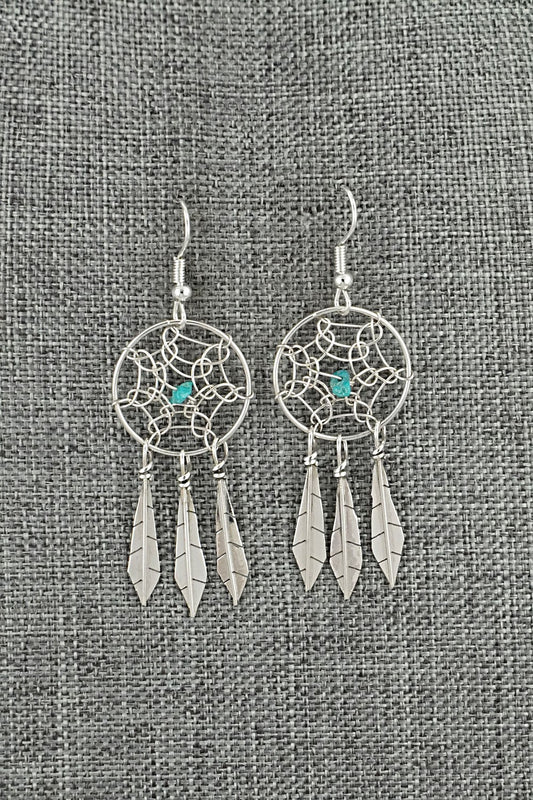 Turquoise & Sterling Silver Earrings - Lorenzo Arviso Jr.