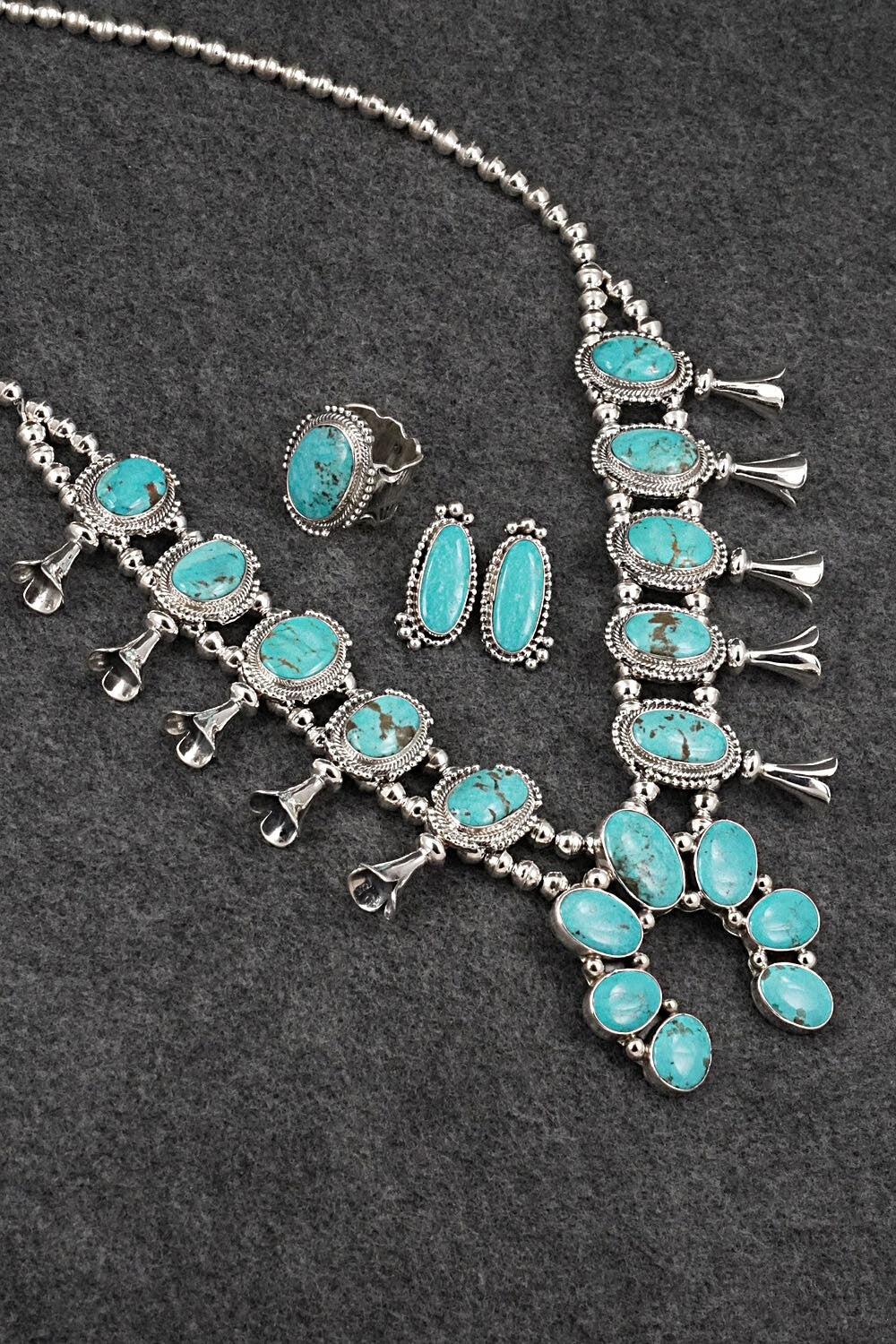 Turquoise & Sterling Silver Squash Blossom Set - Kathleen Livingston