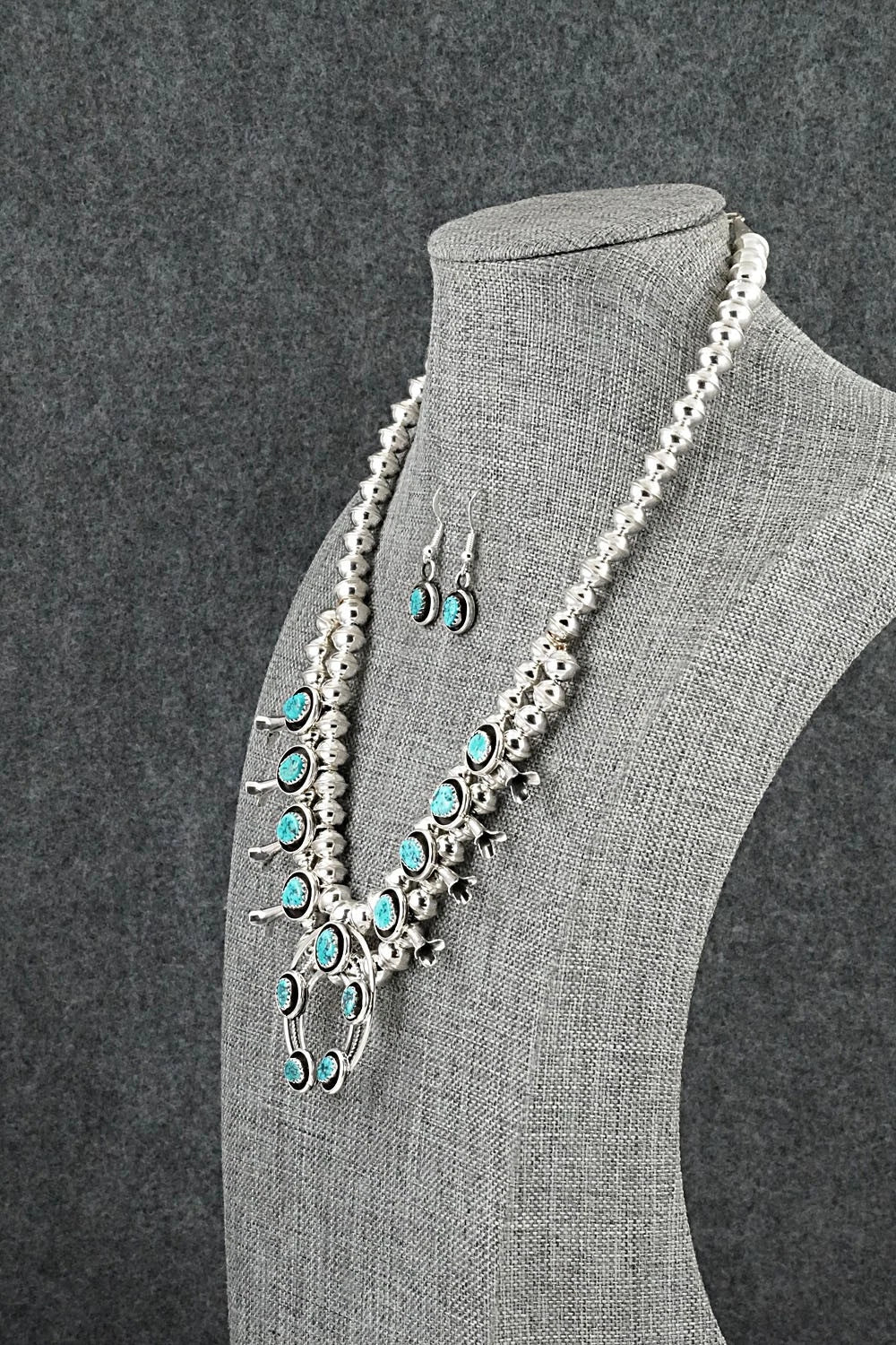 Turquoise & Sterling Silver Squash Blossom Set - Phil Garcia