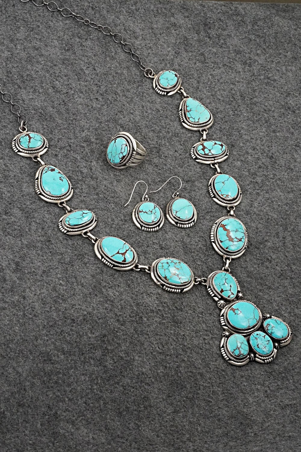 Turquoise & Sterling Silver Necklace Set - Paul Livingston