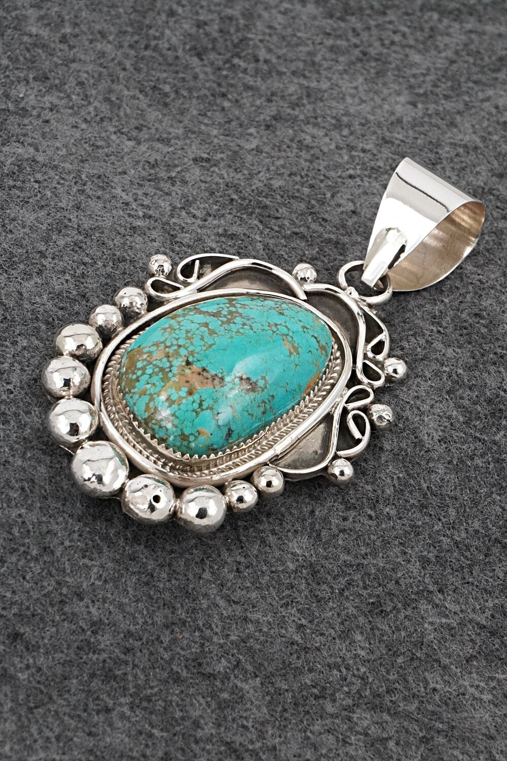 Turquoise & Sterling Silver Pendant - Leslie Nez