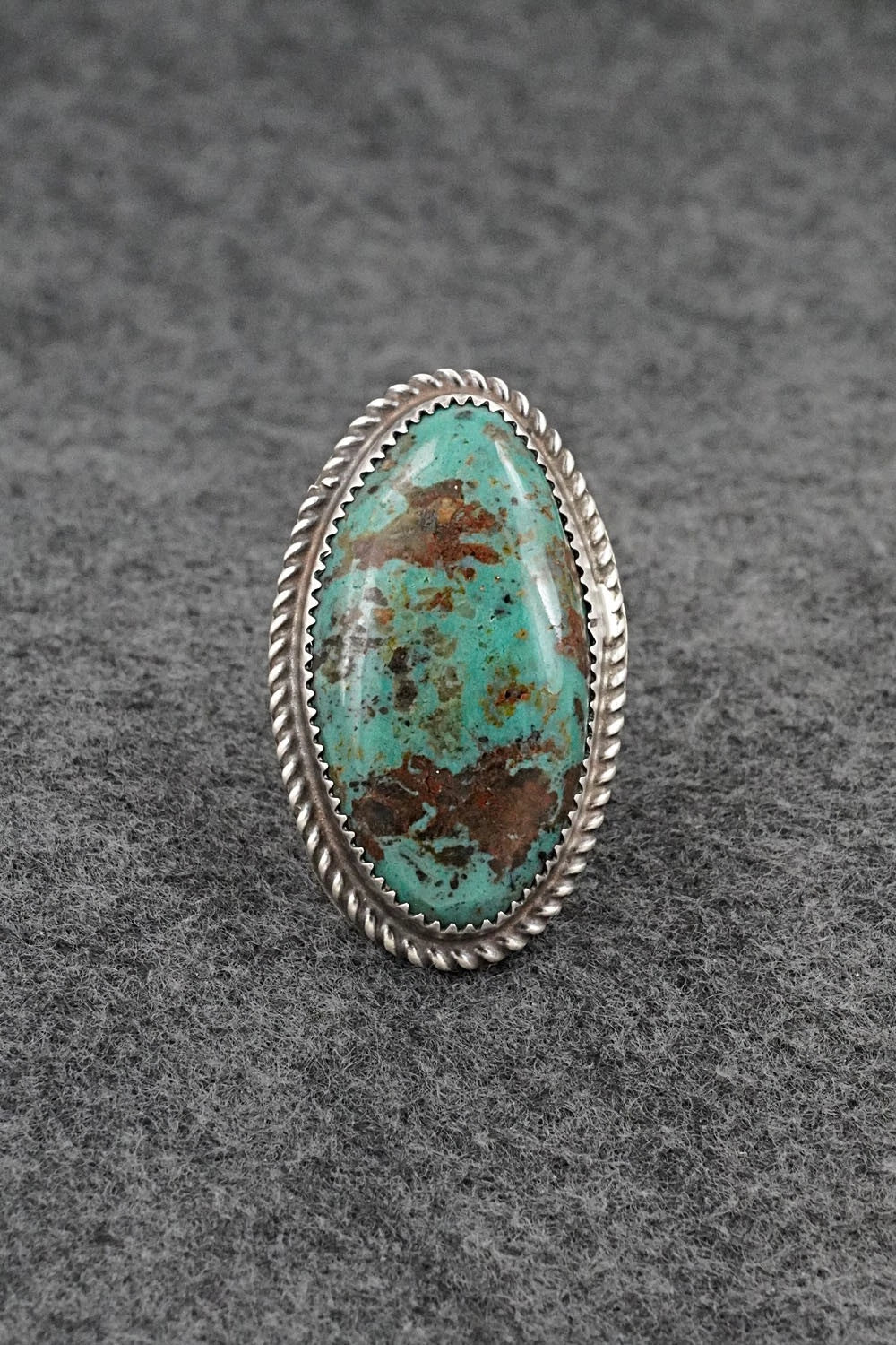 Turquoise & Sterling Silver Ring - Leslie Nez - Size 7.5