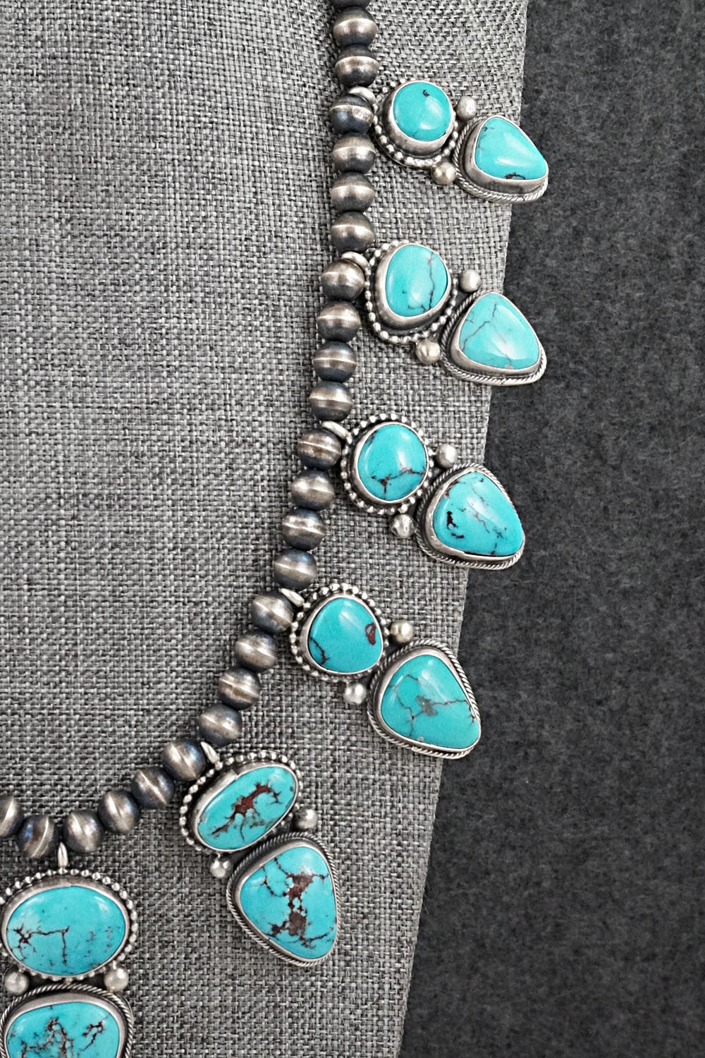 Turquoise & Sterling Silver Necklace and Earrings Set - Bobby Johnson