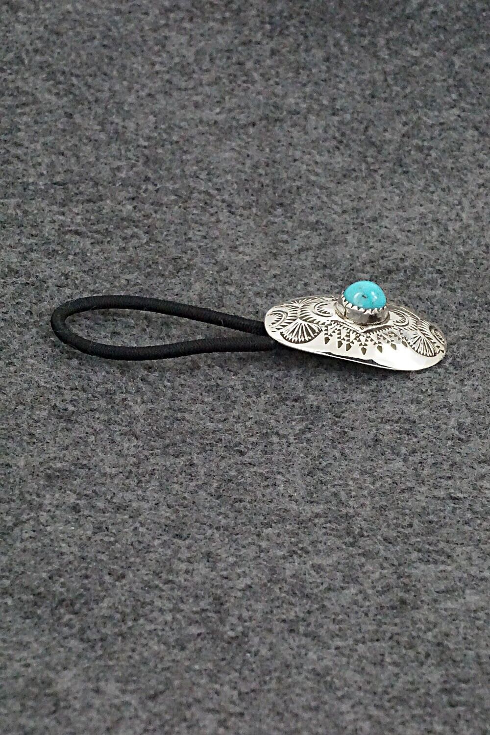 Turquoise & Sterling Silver Hair Tie - Shirley Skeets