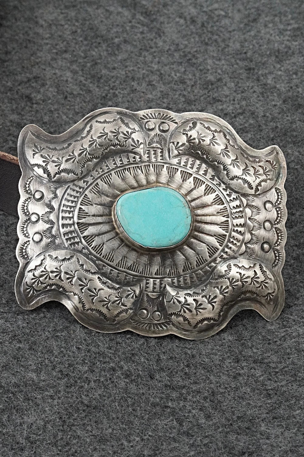 Turquoise, Sterling Silver & Leather Concho Belt - Dan Morgan