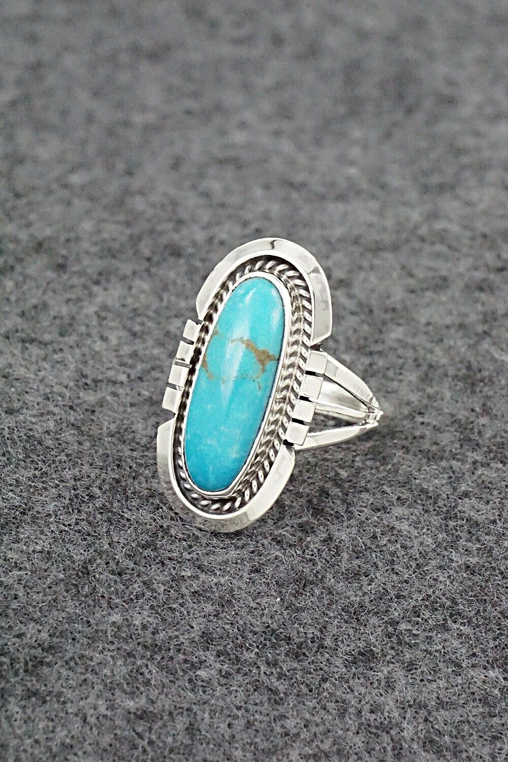 Turquoise & Sterling Silver Ring - Samuel Yellowhair - Size 7.75