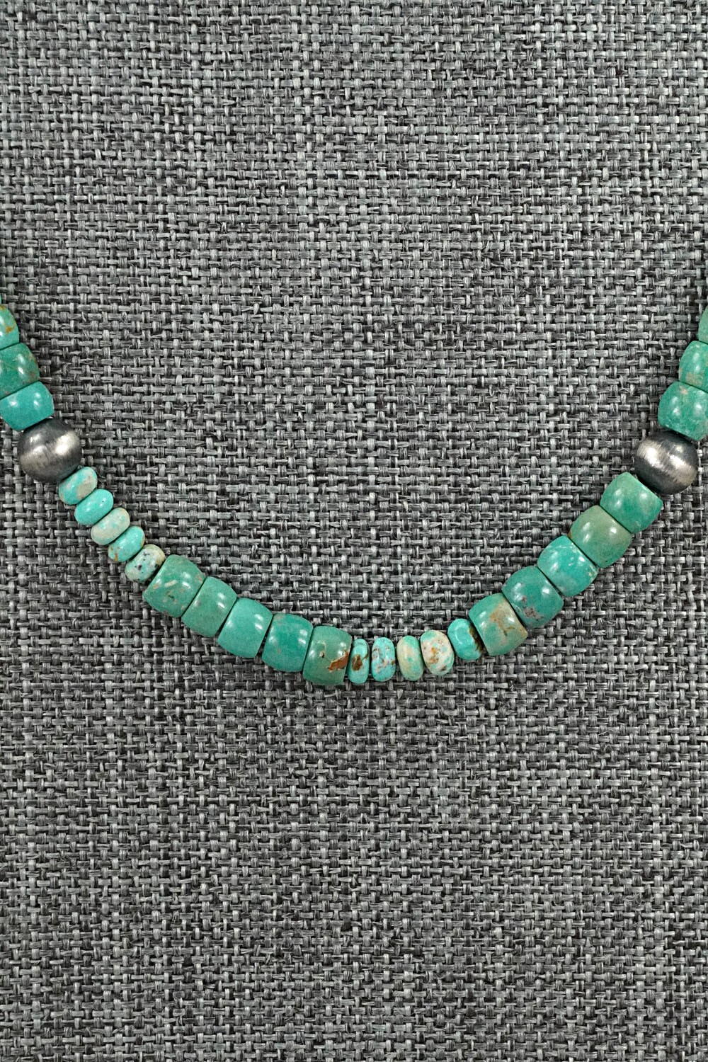 Turquoise & Sterling Silver Necklace 18" - Doreen Jake