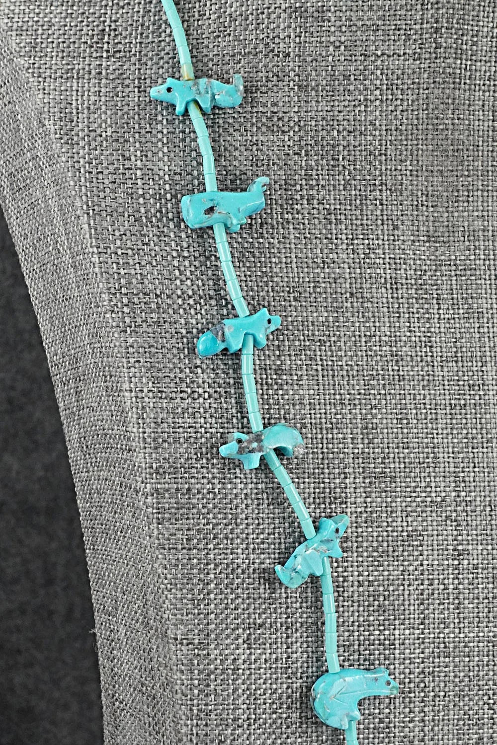 Turquoise Fetish Carving & Sterling Silver Necklace - Hector Goodluck