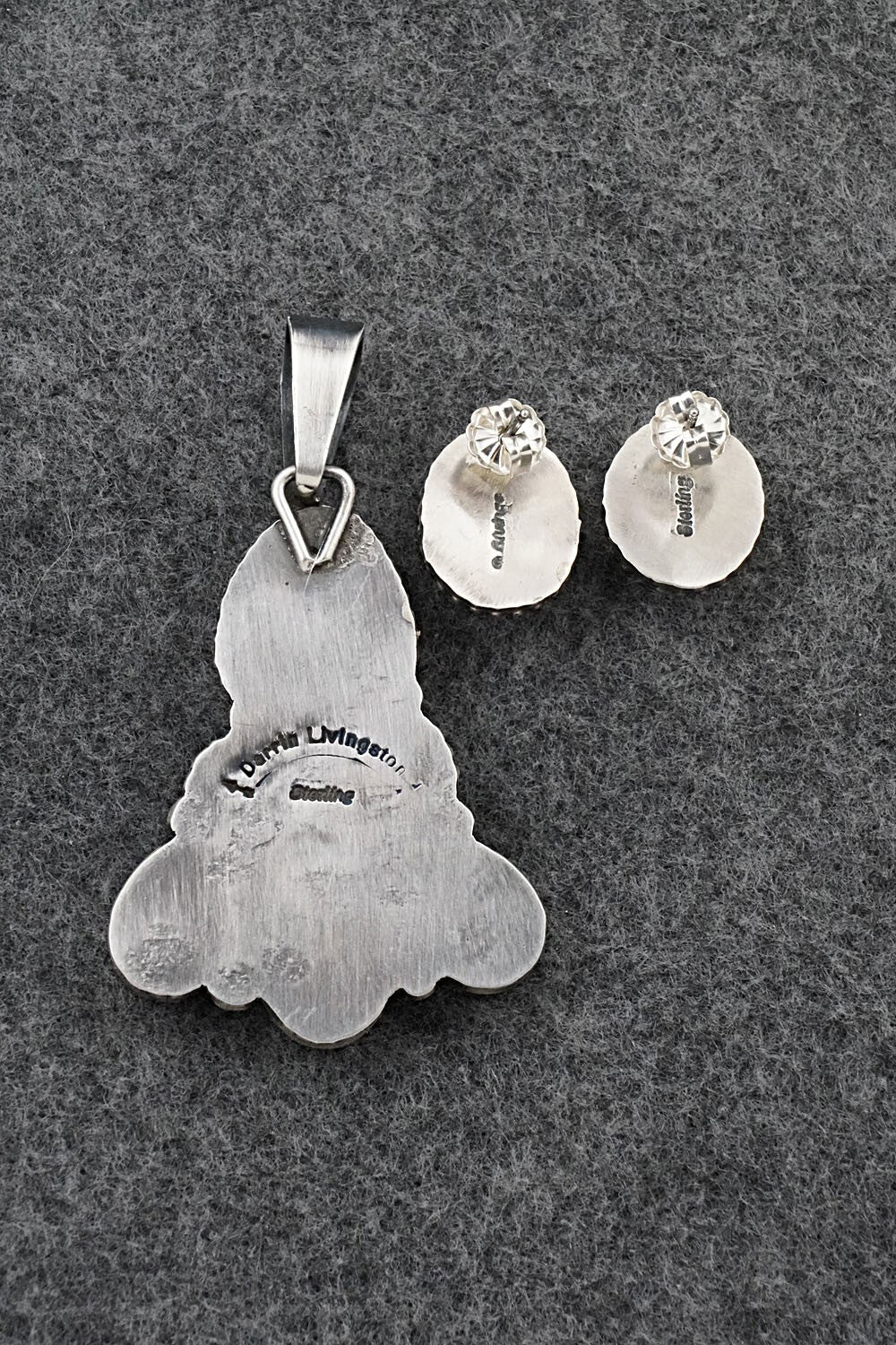 Turquoise & Sterling Silver Pendant and Earrings Set - Darrin Livingston