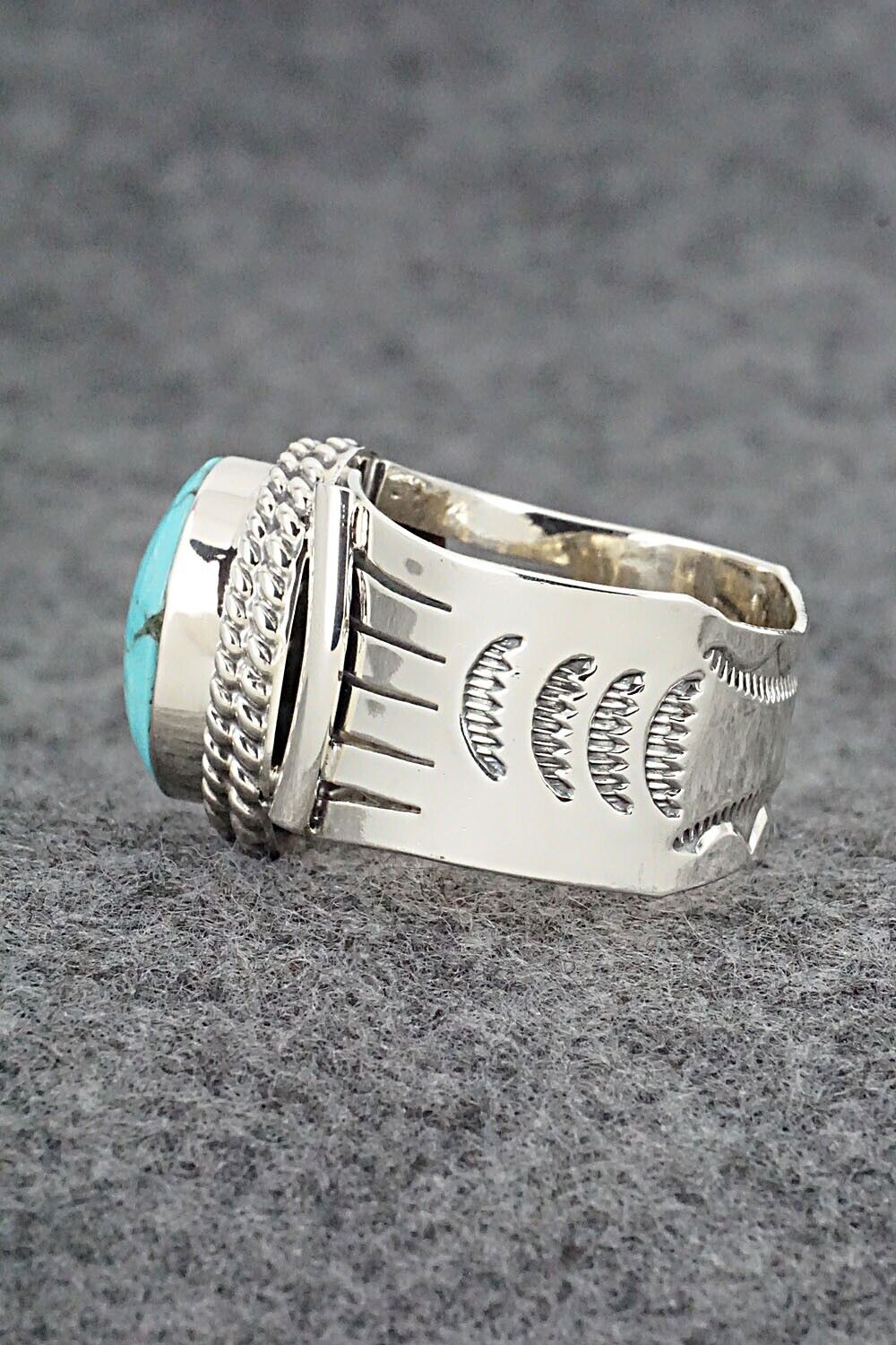 Turquoise and Sterling Silver Ring - Bucky Belin - Size 12