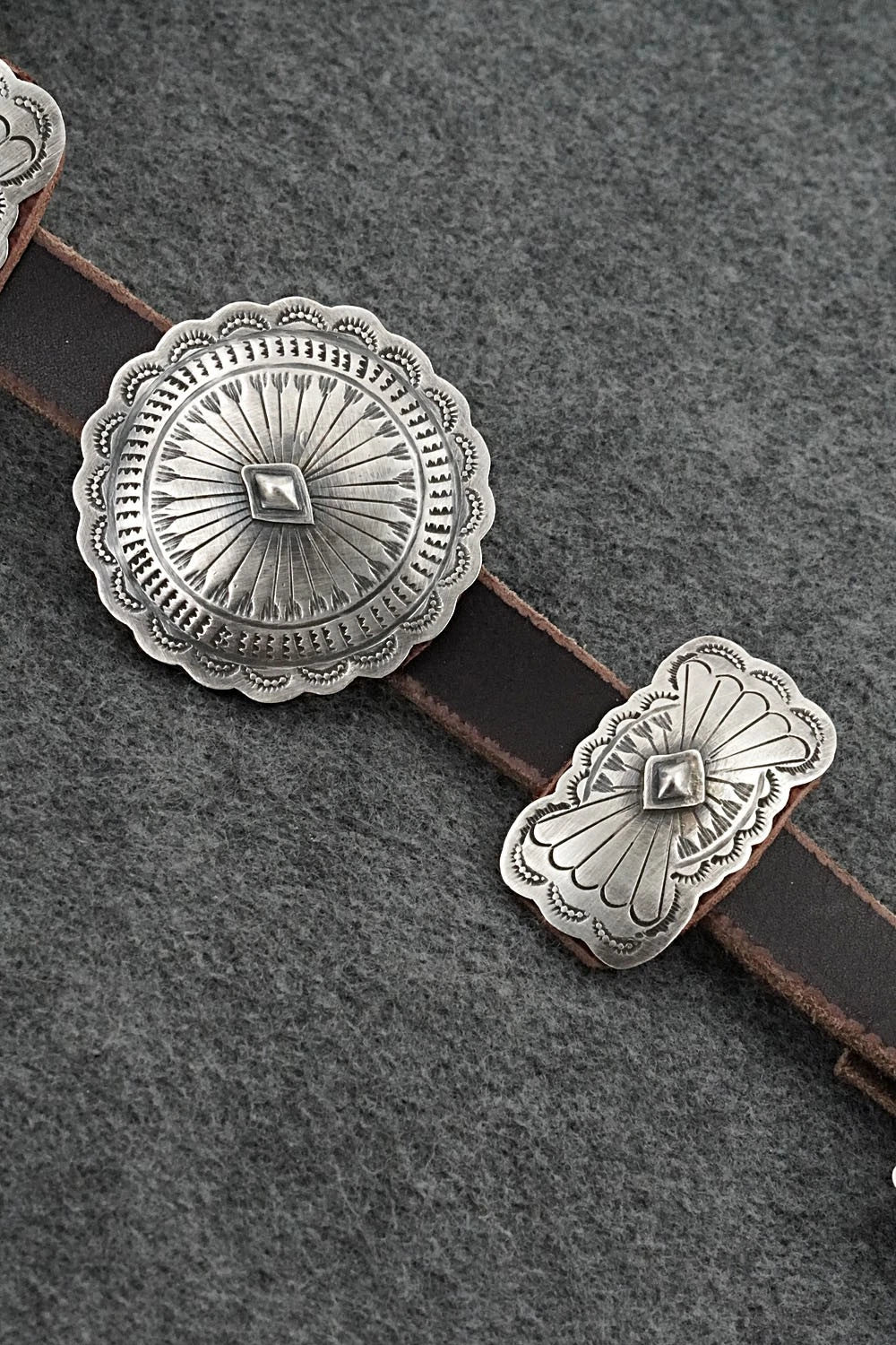 Sterling Silver & Leather Concho Belt - Dan Morgan