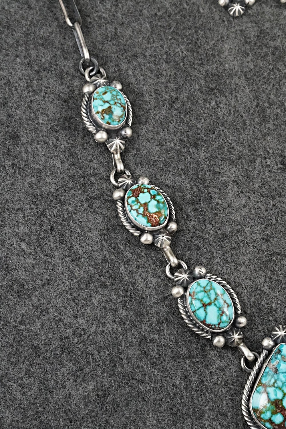 Turquoise & Sterling Silver Necklace and Earrings Set - Paul Livingston