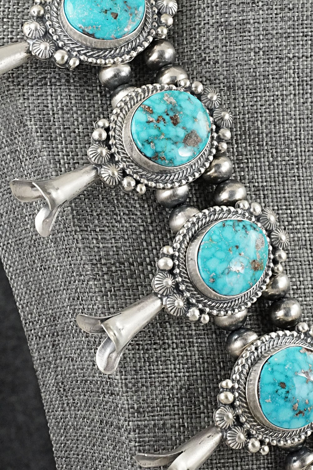 Turquoise & Sterling Silver Squash Blossom Set - Tom Lewis