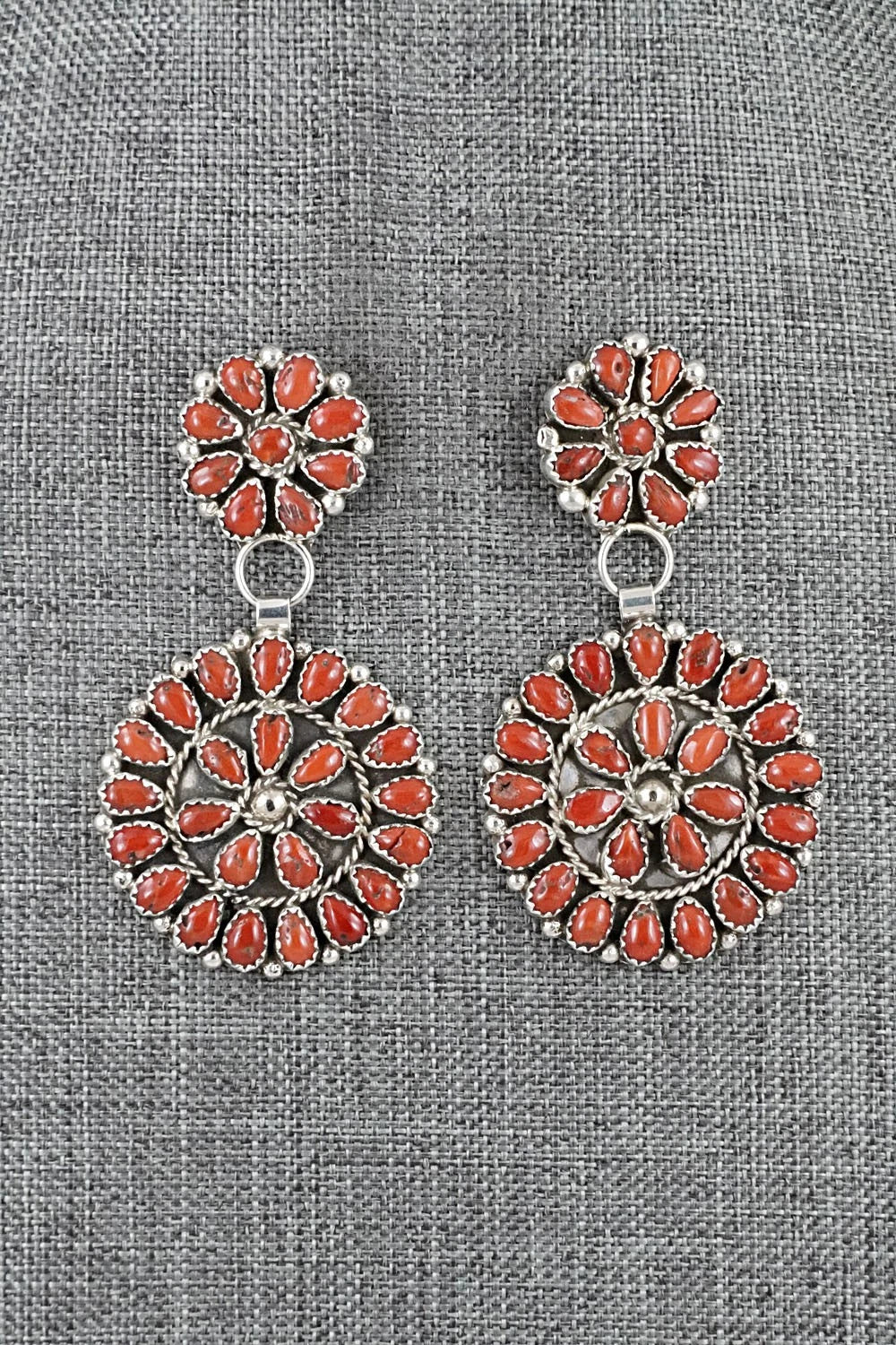 Coral & Sterling Silver Earrings - Eunice Wilson