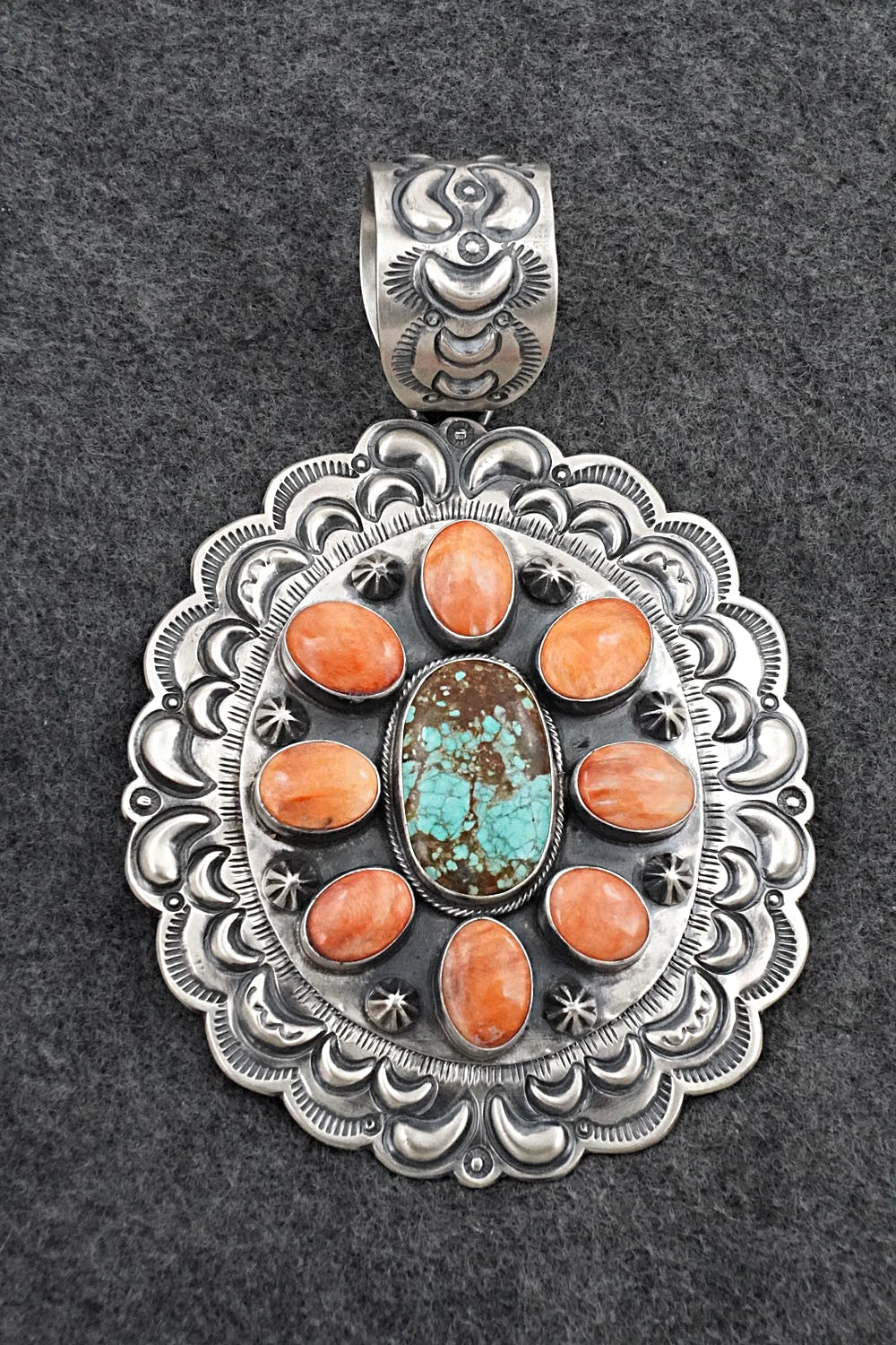 Turquoise, Spiny Oyster & Sterling Silver Pendant - Randy Boyd